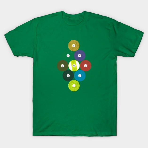 Billiard Balls on Billiard Balls - 9 Ball T-Shirt by crazedgraphics